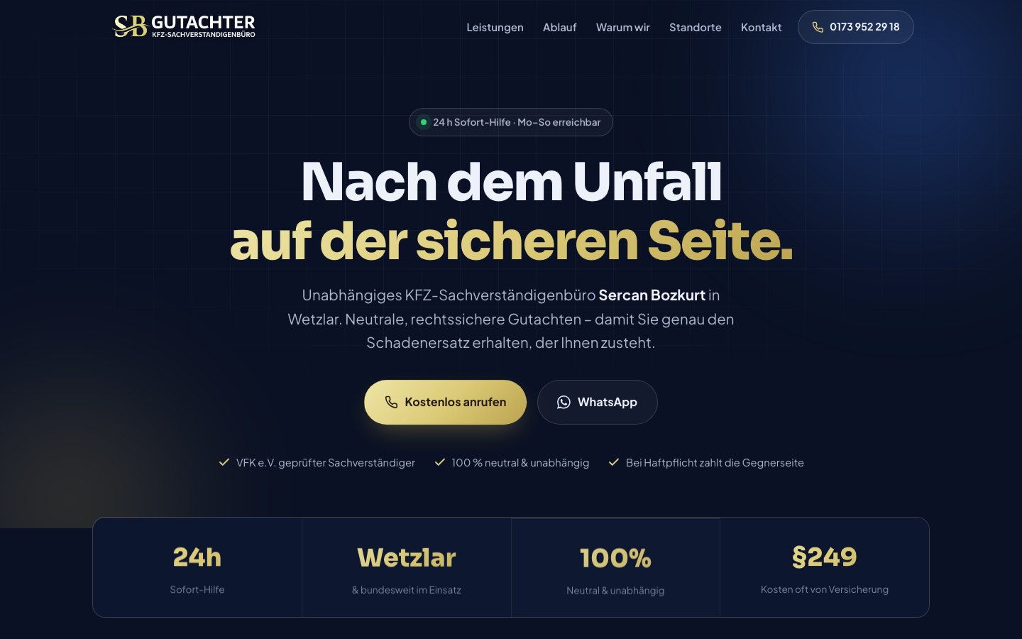 SB KFZ Gutachter Website